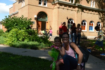 Greta and Mommy after play